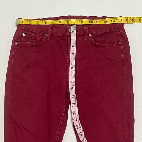 7 For All Mankind Gwenevere Twill Skinny Jeans Bright Burgundy Red Size 28 - Picture 8 of 15
